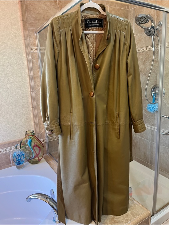 Dior Jackets & Blazers - Dior Olive Green Leather Trench Coat